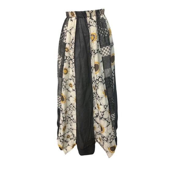 Vintage 1970s Chessa Davis DAISY PRINT SCARF HEM MAXI SKIRT SZ S/M - Picture 1 of 5